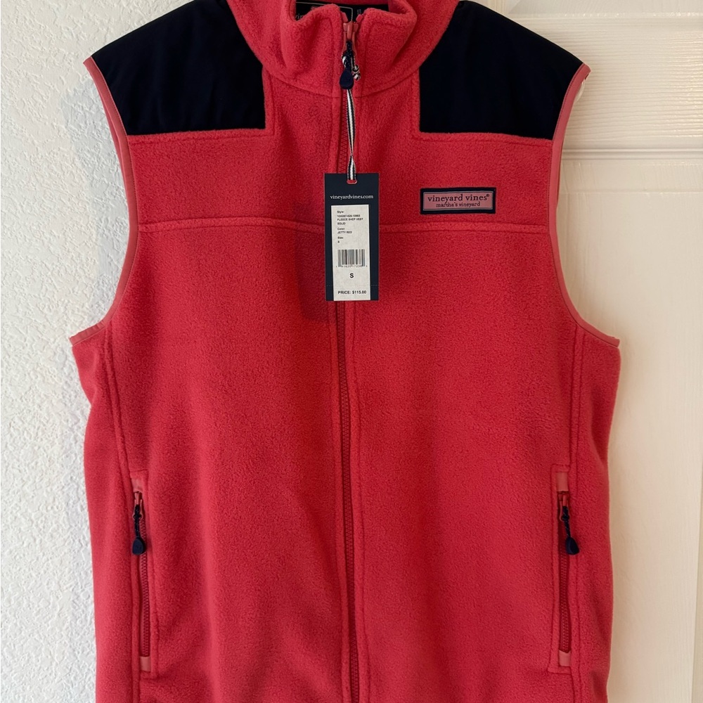 Vineyard Vines Jetty Red Fleece Vest